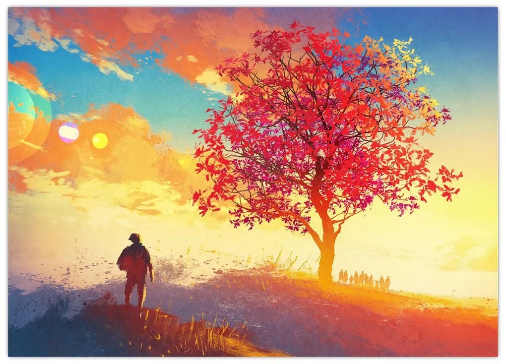 Obraz drzewa na wzgórzu (70x50 cm)