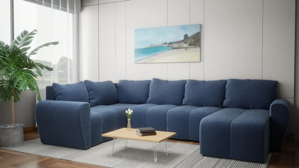 Luksusowy narożnik rozkładany do salonu - Bueno XL, butelkowa zieleń - Lincoln 39, prawy