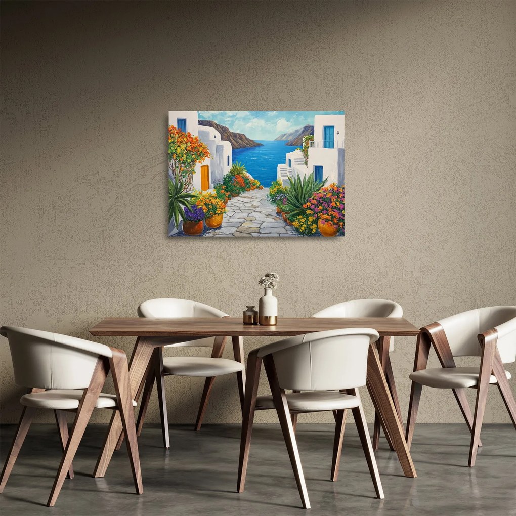 Obraz na szkle - Grecka uliczka (70x50 cm)