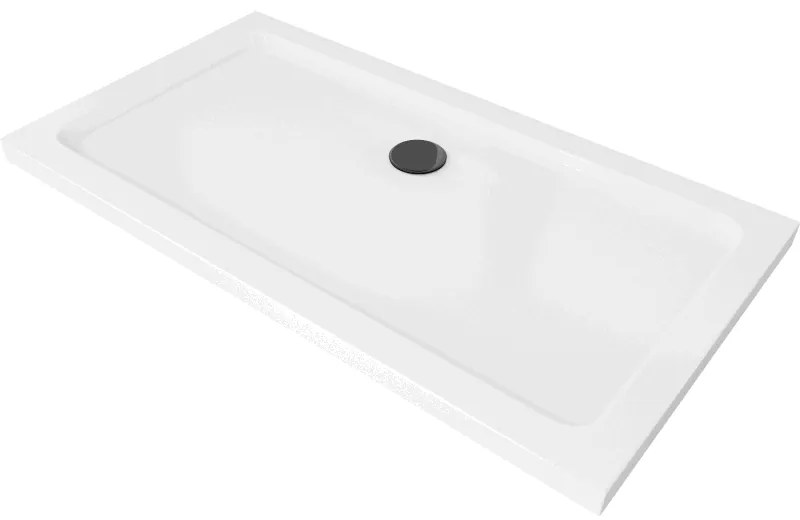 Mexen Flat brodzik prostokątny slim 140 x 70 cm, biały, syfon czarny - 40107014B