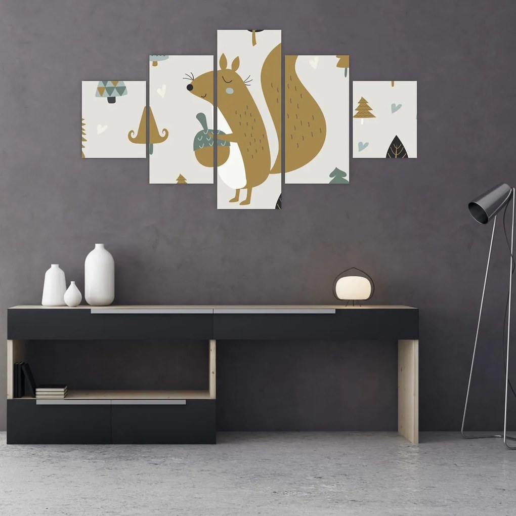 Obraz - Wiewiórka z orzechem (125x70 cm)