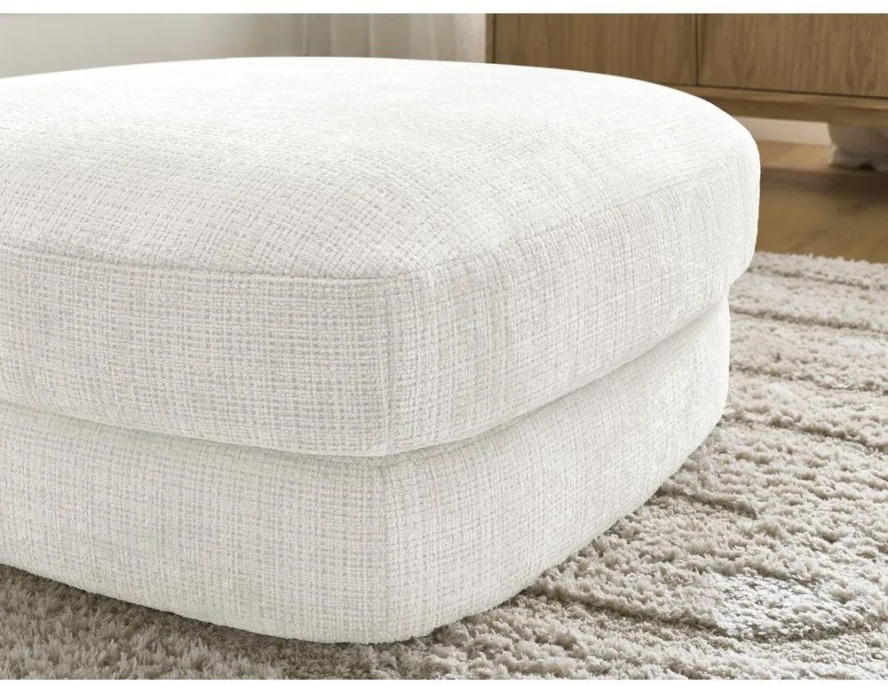 Biały podnóżek z tkaniny szenilowej Leonore – Bobochic Paris