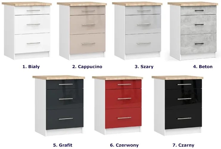 Czerwona dolna szafka kuchenna z szufladami Z5-R43