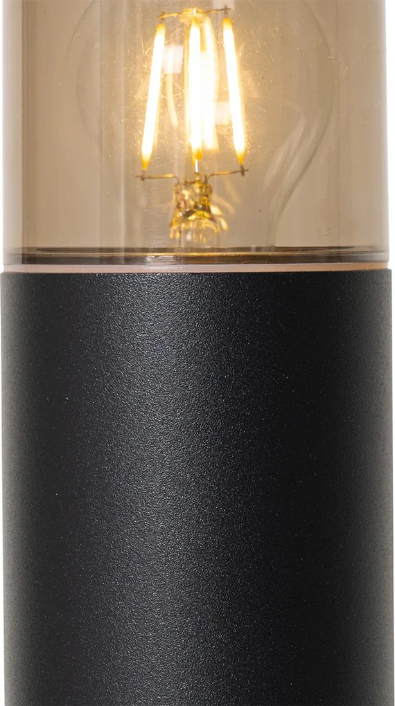 Lampa podłogowa zewnętrzna czarna z kloszem w kolorze dymionym 50 cm - Odense