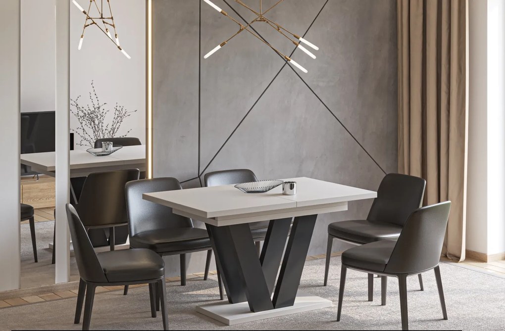 Stół z podstawą w kształcie litery V Lara rozkładany od 130 do 210 kaszmir