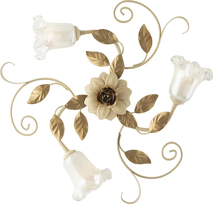 Lampa sufitowa w koszyku z żelaza lakierowanego na kolor kości słoniowej z 3 światłami H.17 Ø56 BL274-PL3-AV