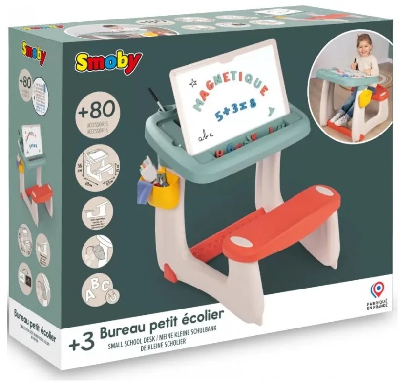 Smoby dwustronne biurko ławka tablica 2w1 + 80 akcesoriów