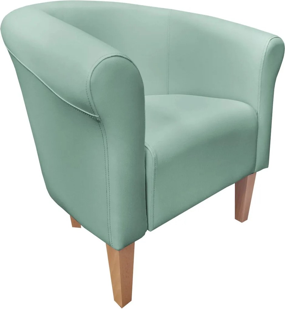 Fotel Milo tkanina Eko-skóra elegancki fotel do salonu i gabinetu : Kolor nogi - Drewno, Kolor tkaniny - EKO-SKÓRA - 7D, Wysokość nogi - 20 cm