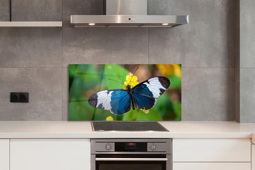 Panel Kuchenny Szklany Egzotyczny Motyl na Płatkach
