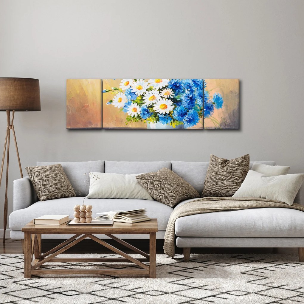 Malowany obraz wazonu z kwiatami (170x50 cm)