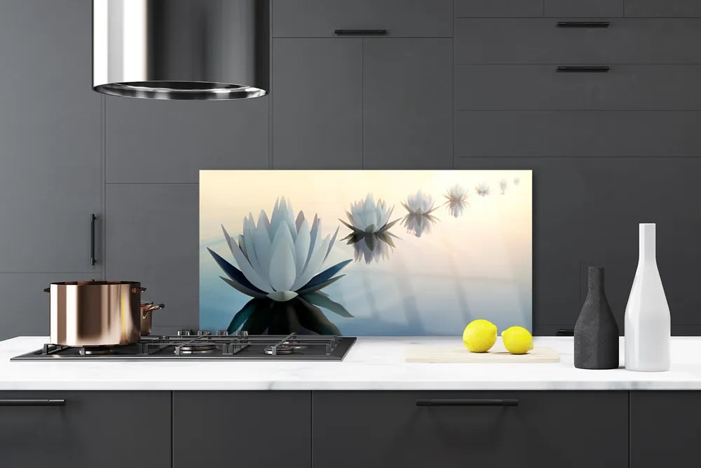 Panel Szklany Szlachetny Grzybień Biały