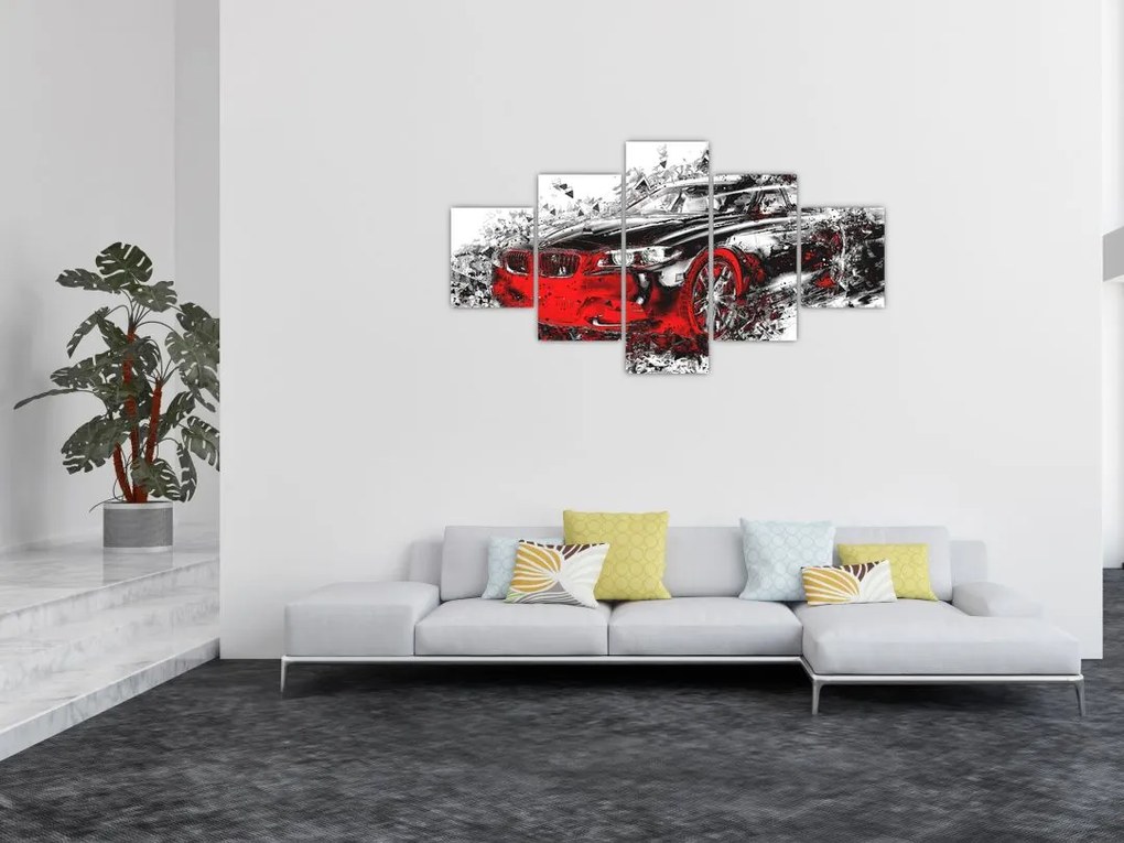 Obraz - Malowany samochód w akcji (125x70 cm)