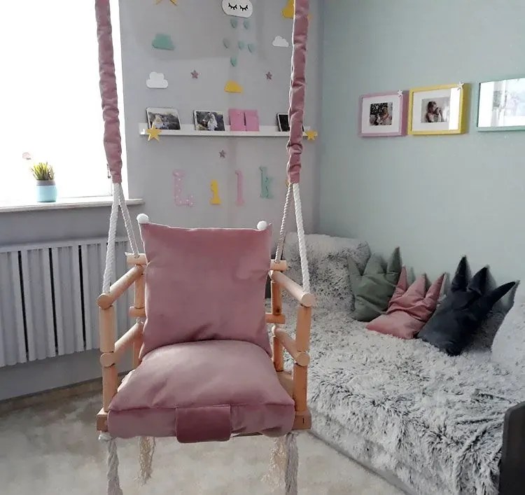 Różowa huśtawka dla dziewczynki - Indara 3w1