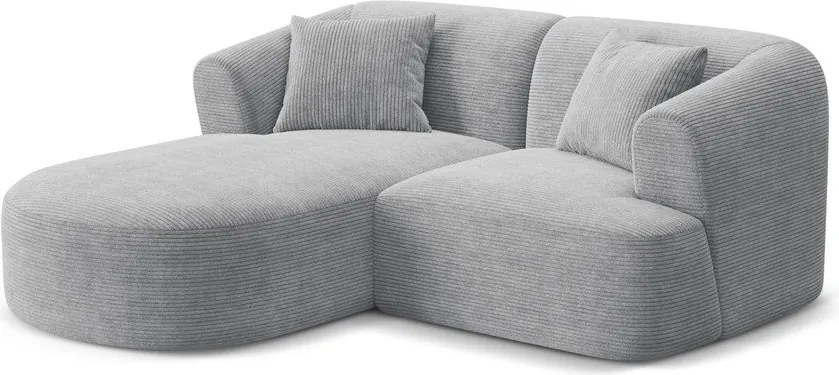 Jasnoszary sztruksowy narożnik (lewostronny/z szezlongiem) Campi – Cosmopolitan Design