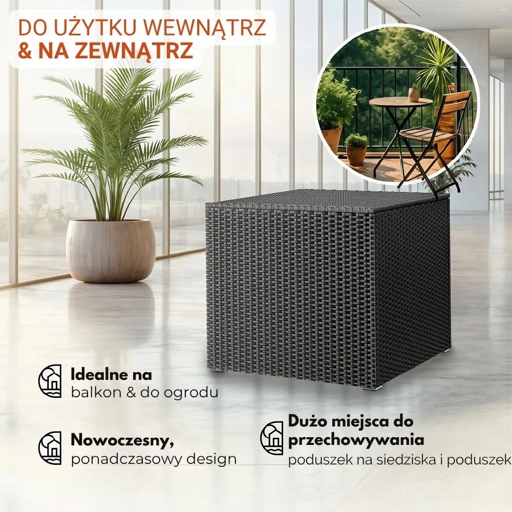 Polirattanowy pojemnik na schowek RICCO, 318L, 75x75x70 cm, czarna Casaria