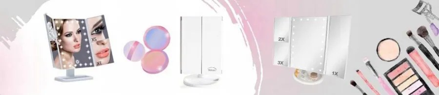 Lusterko Do MAKIJAŻU Kosmetyczne Rozkładane Powiększane ŚWIATŁA LED | VOLAN