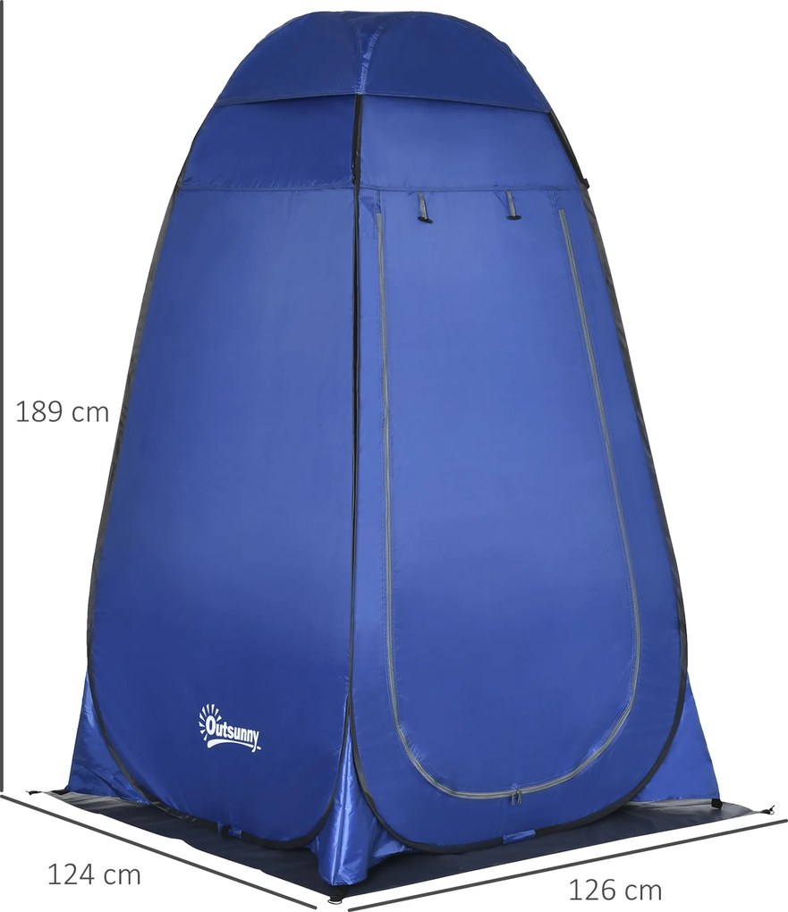 Outsunny Składany Namiot Prysznicowy Niebieski 126x124x198cm Przenośny Kempingowy | Aosom PL