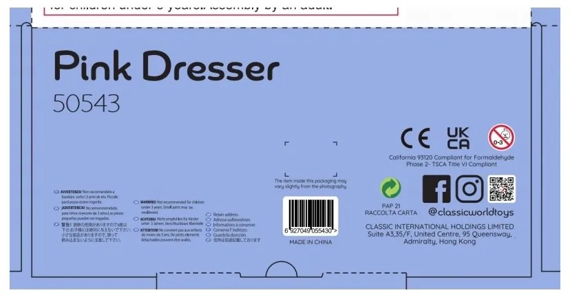 Classic world drewniana toaletka dla dziewczynki z lustrem + prostownica 11 akc