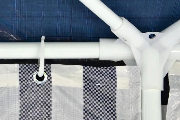 Namiot ogrodowy 3×6 m – niebiesko-biały, skład