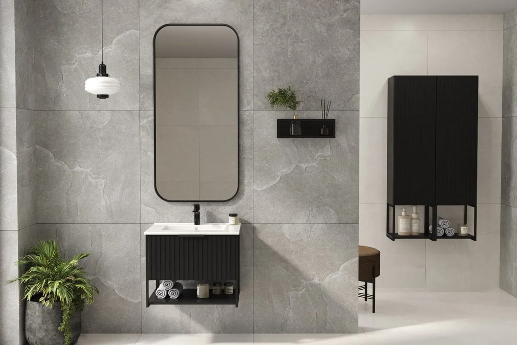 Szafka pod umywalkę TURF BLACK VINTAGE 60-1S 60cm czarna STRAMA