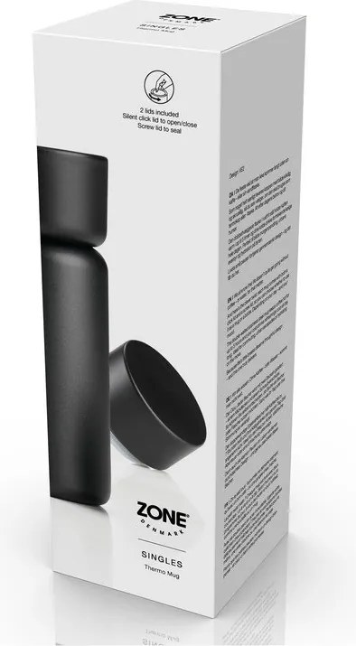 Czarny kubek termiczny ze stali nierdzewnej 400 ml Singles – Zone