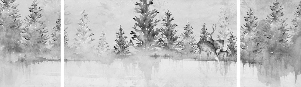 Obraz - Jeleń nad jeziorem (170x50 cm)