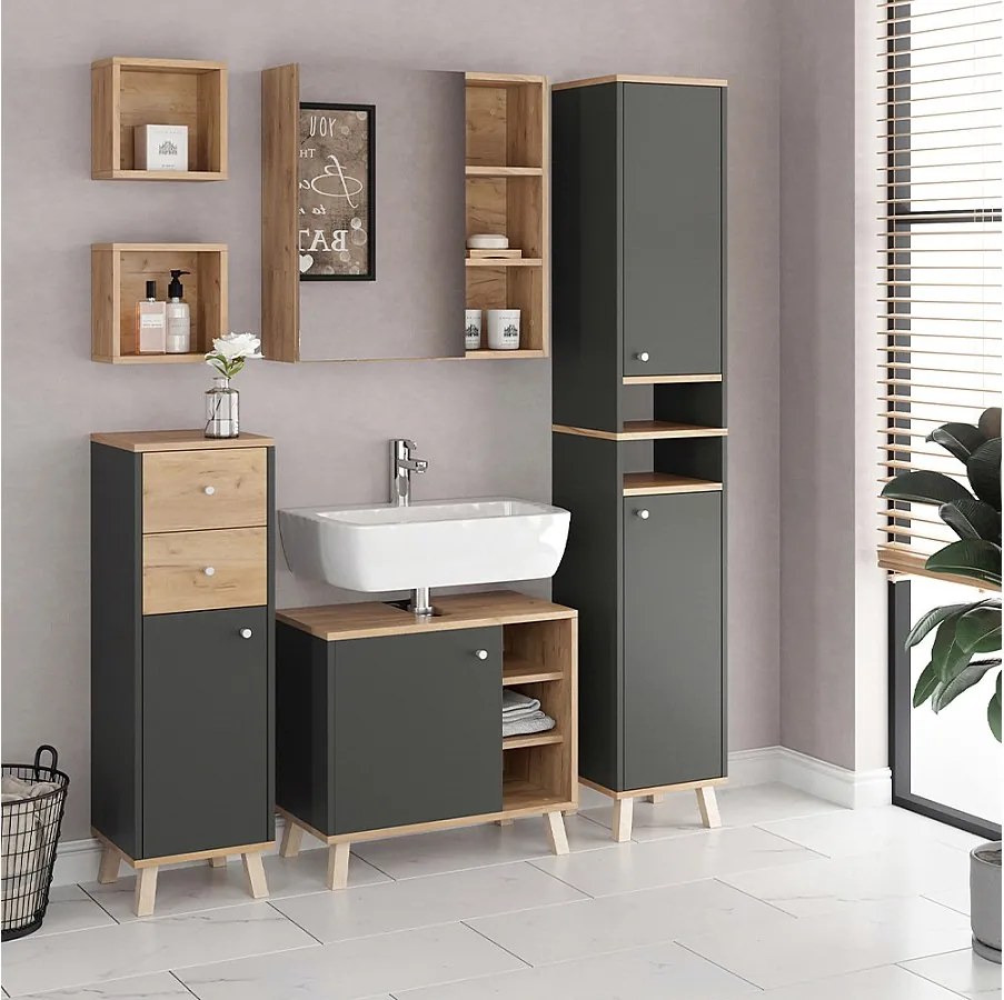 Zestaw mebli łazienkowych antracyt 62x32x54 senyo