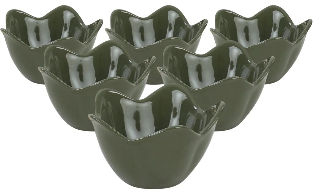 Zestaw 6 misek ceramicznych Lotus 11,8 cm, zielony