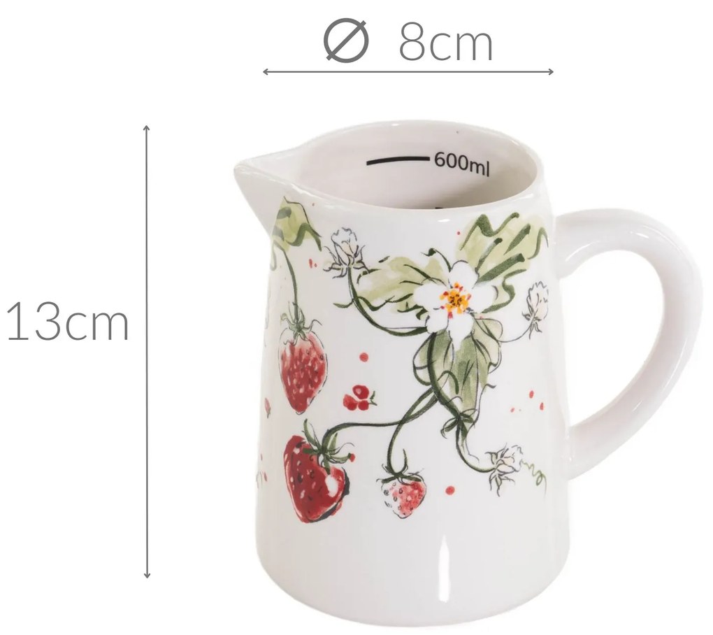 Dzbanek ceramiczny STRAWBERRY, w truskawki, 600 ml