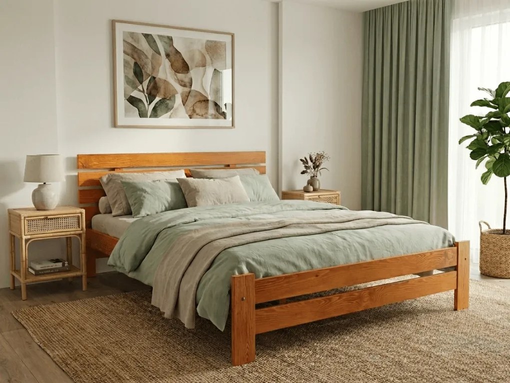 Łóżko PARIS podwyższone 140 x 200 cm, olcha Stelaż: Ze stelażem listwowym rolowanym, Materac: Materac Coco Maxi 20 cm