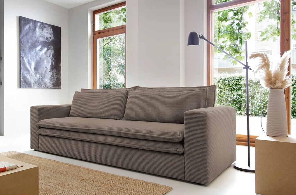 Orzechowa kanapa rozkładana sztruksowa Z4-R71