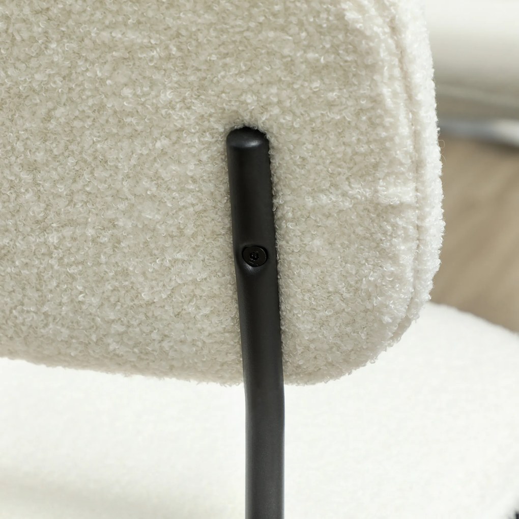 HOMCOM Zestaw 4 Krzeseł do Jadalni, Miękka Tapicerka, Stalowe Nogi, Design Bezramienny, Biały