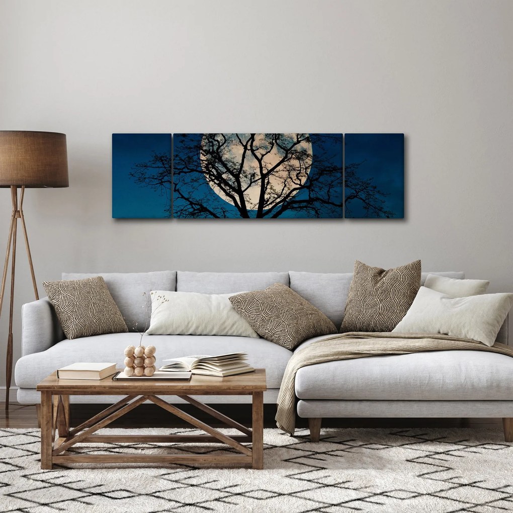 Obraz drzewa z pełnią księżyca (170x50 cm)