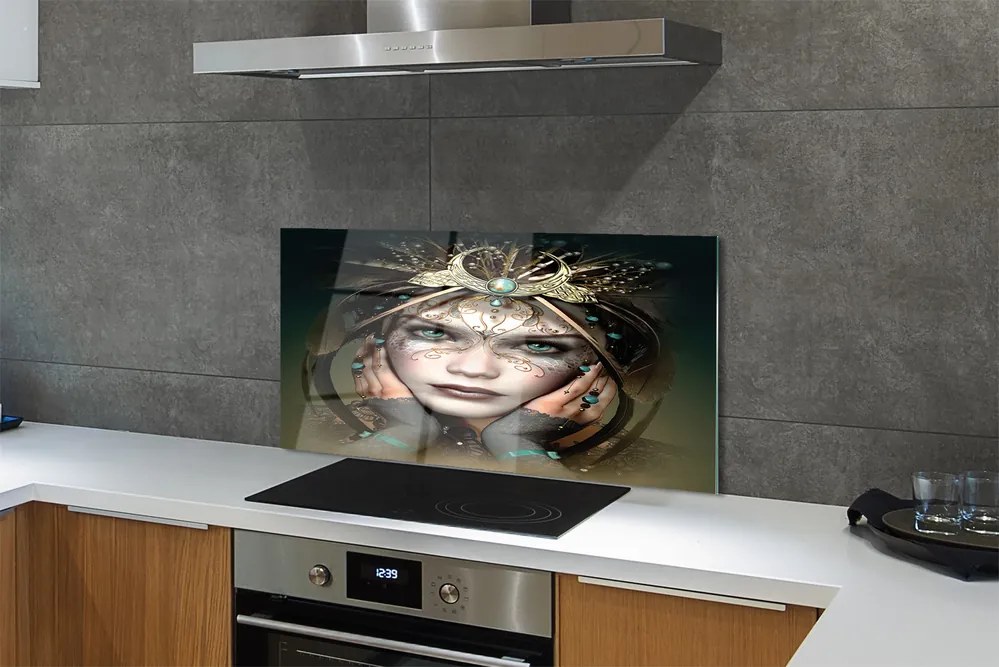 Szklany Panel Portret Kobiety o Błękitnych Oczach