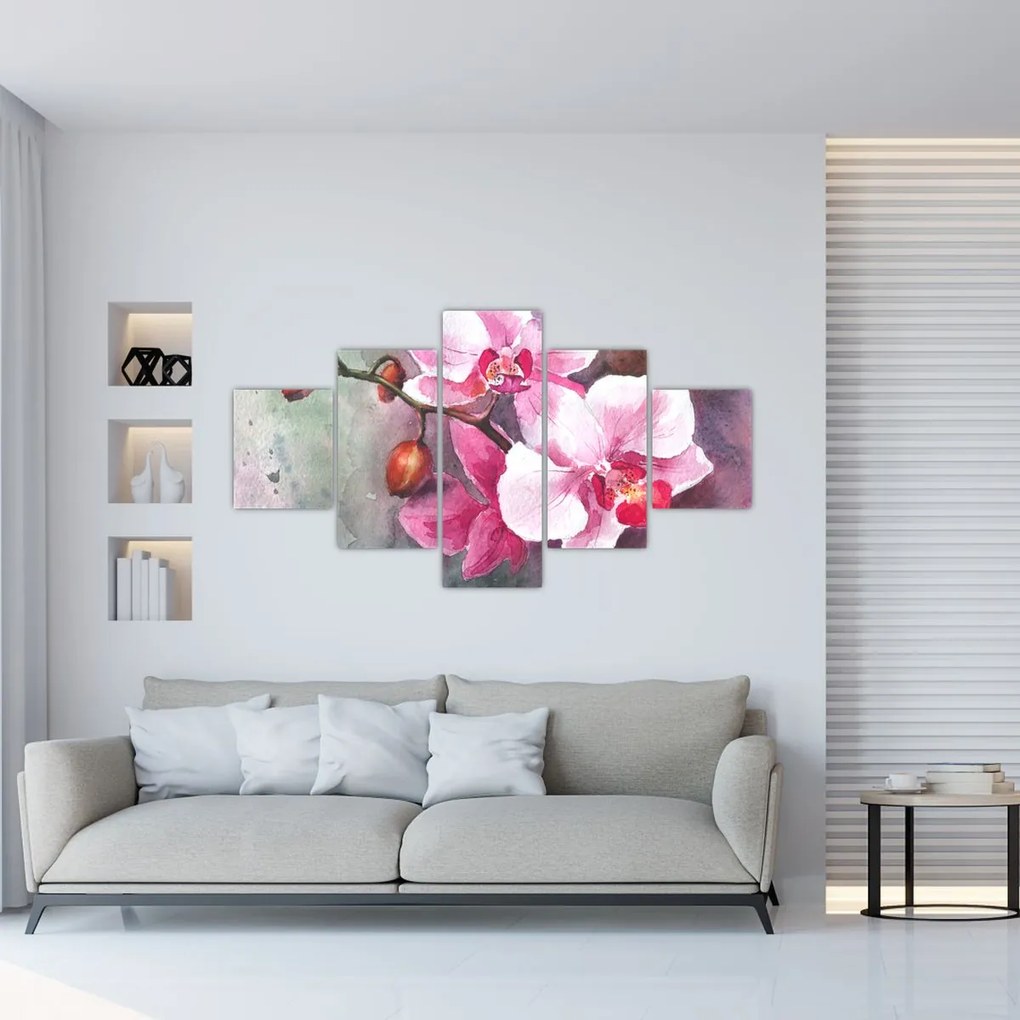 Obraz - Orchidee, akwarela (125x70 cm)