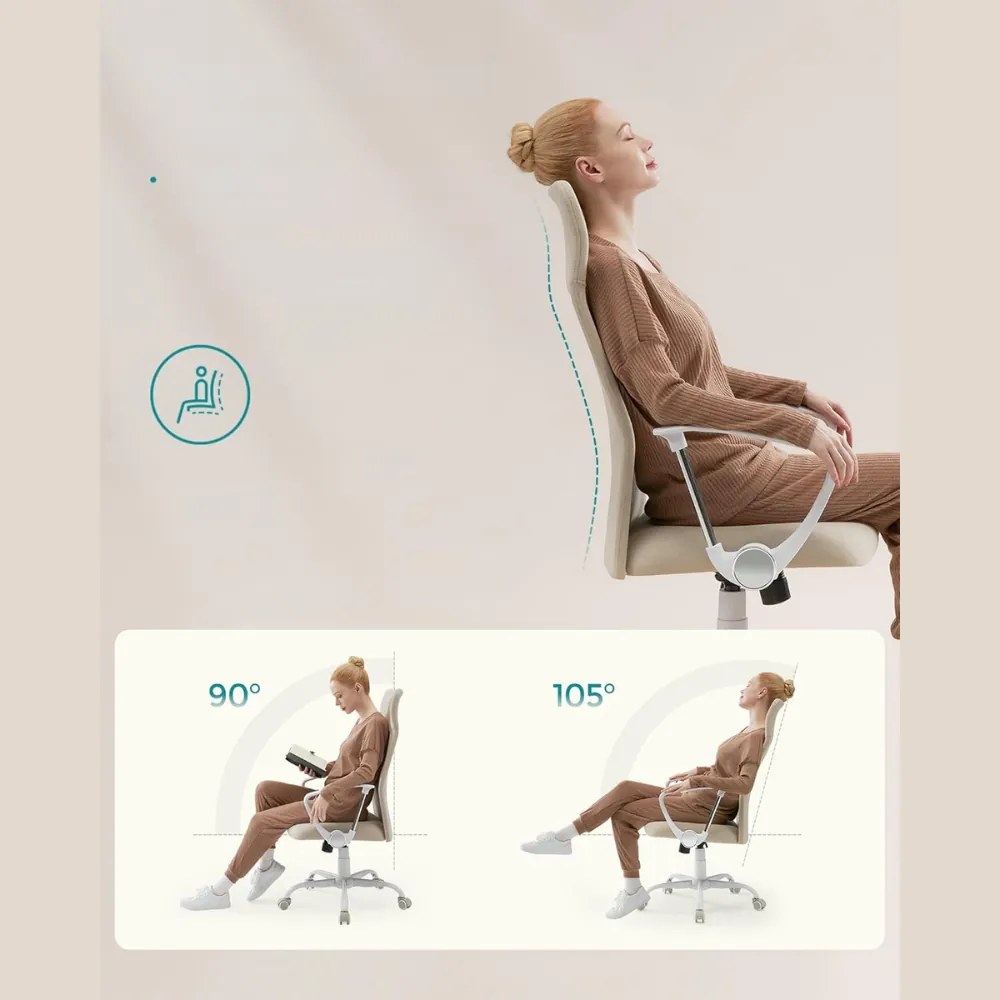 SongmicsHome Krzesło biurowe DINA, max. 120 kg, beżowa/biała