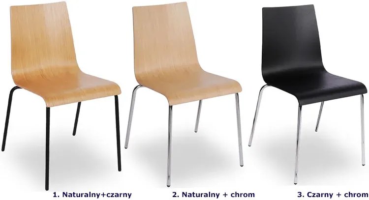 Drewniane krzesło sztaplowane naturalny + chrom - Pofus 3X