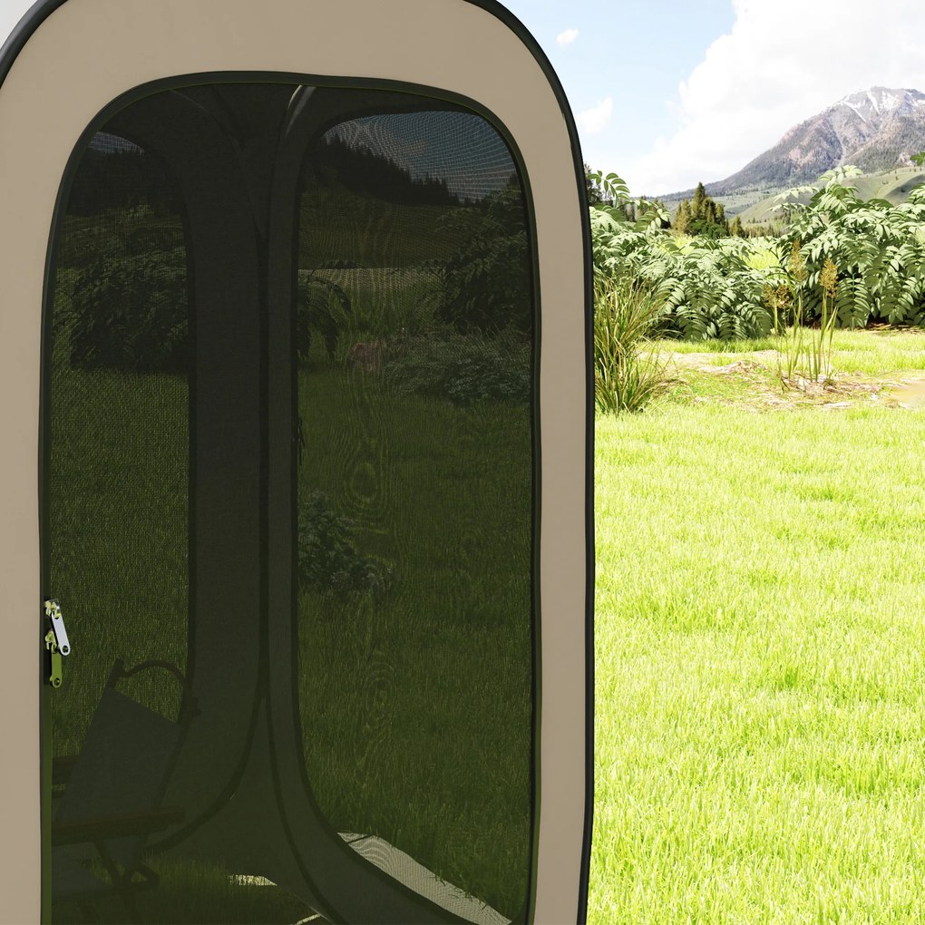 Outsunny Namiot Campingowy typu Pop-up, Przenośny, Ochrona UPF50+, Siatkowe Boki, Stalowe Pręty, Khaki