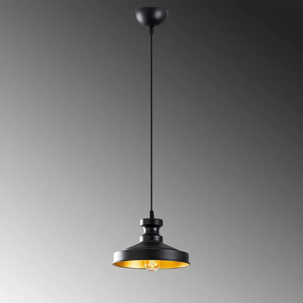 Czarna lampa wisząca z metalowym kloszem ø 22 cm Berceste – Opviq lights