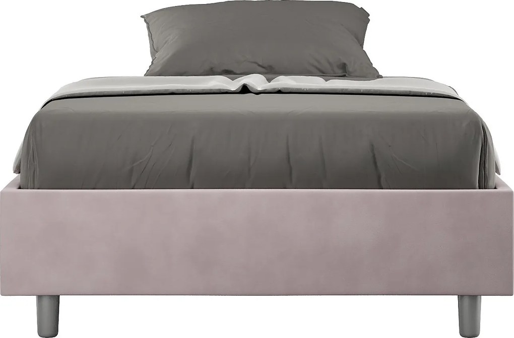 Łóżko wyposażone w stelaż z listwami z pojemnikiem tapicerowane 120x210 microfibra kolor lawendy Azelia