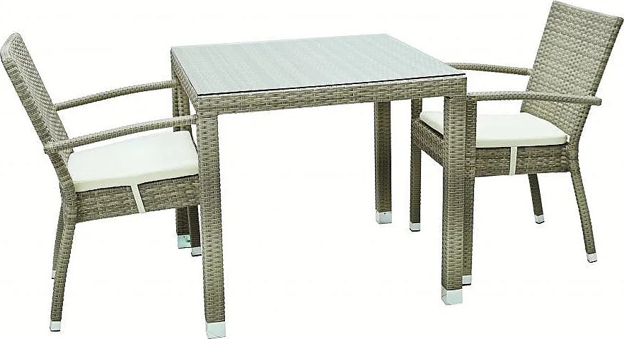 Zestaw rattanowy ogrodowy NAPOLI I. 1+2 (szaro-beżowy)