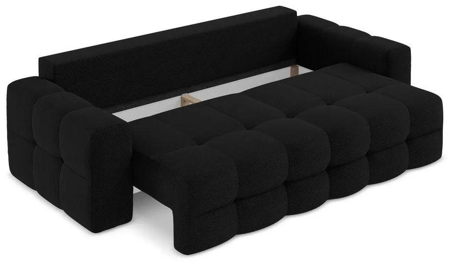 Czarna rozkładana sofa z materiału bouclé 255 cm Milu – Makamii