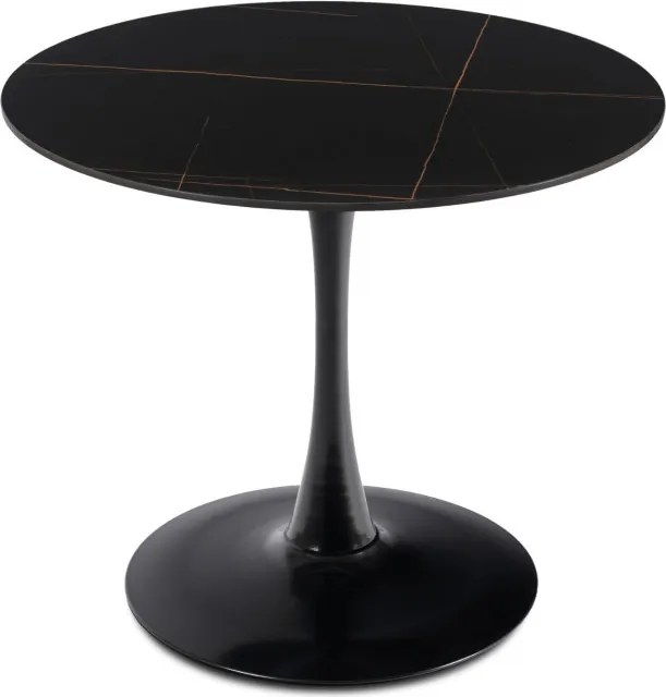 Stół Okrągły SANDER 89 cm Ceramiczny Czarny do Salonu Nowoczesny Glamour