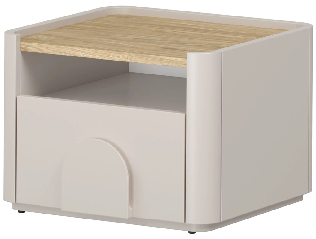 Szafka nocna Amilio z szufladą 50 cm - kaszmir / dąb olejowany / uchwyty kaszmir