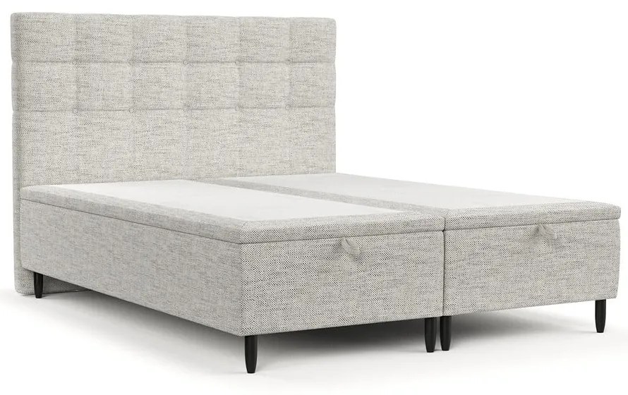Jasnoszare tapicerowane łóżko dwuosobowe ze schowkiem 160x200 cm Senses – Maison de Rêve
