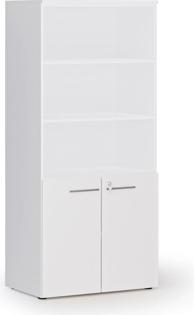 Szafa biurowa z drzwiami niskimi PRIMO WHITE, 800 x 500 x 1781 mm, biały