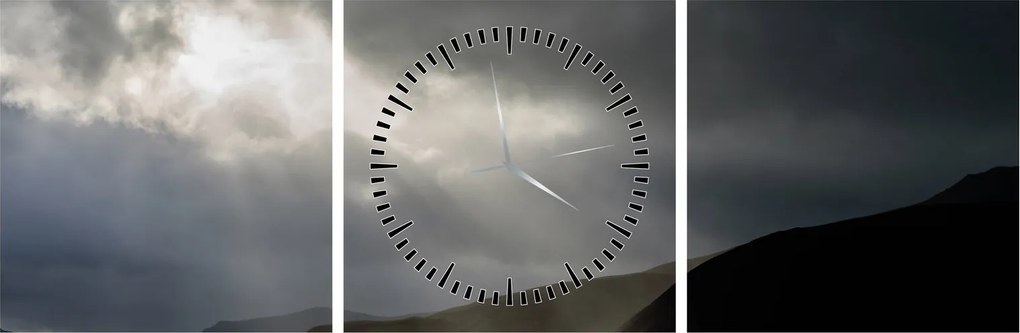 Obraz zbliżającej się burzy (z zegarem) (90x30 cm)