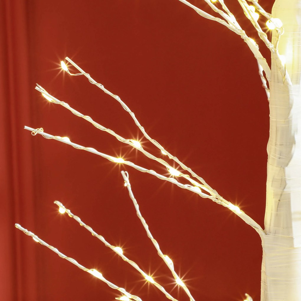 HOMCOM Sztuczna Tanna z Oświetleniem LED, 180 cm Wysokość, Realistyczna Kora, Biały