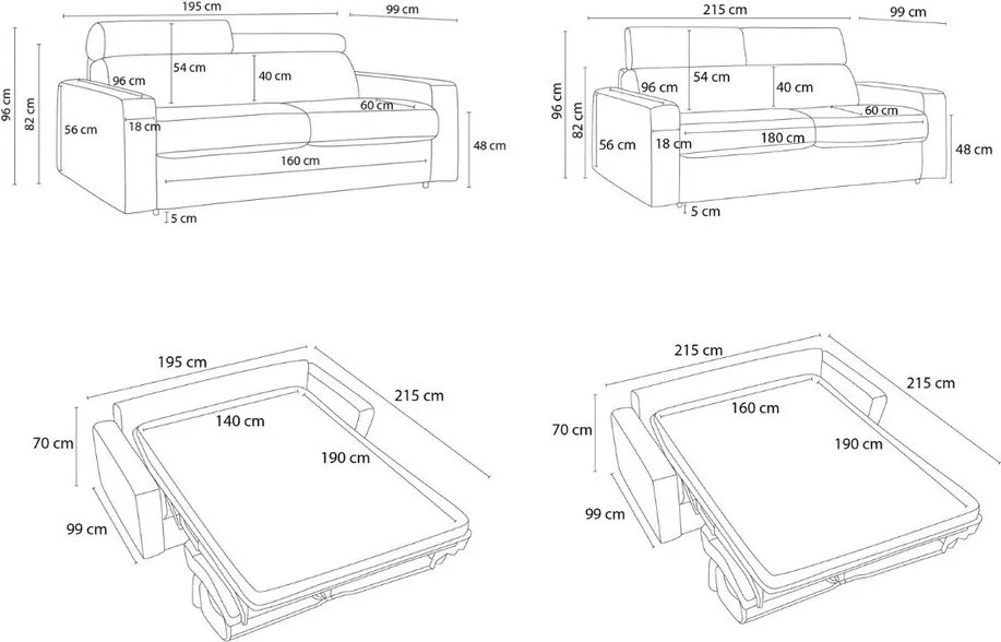 Jasnoszara rozkładana sofa 195 cm Monaco – Bobochic Paris