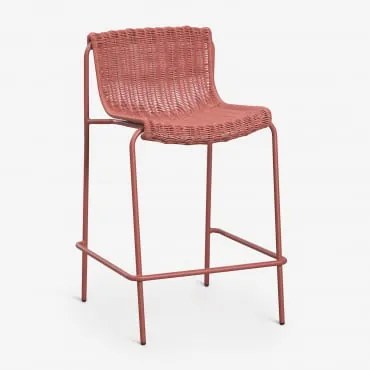 Taboret Ogrodowy Wysoki Z Rattanu Syntetycznego I Stali Revia Terracota & ↑65 Cm - Sklum